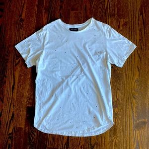 PacSun Speckled White Curved Hem Tee-Shirt (XL)